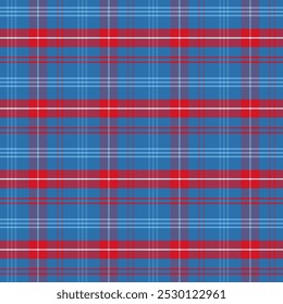 Plaid pattern with twill weave.Blue and red tartan check seamless pattern.Vector illustration geometric background for fabric and paper.