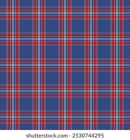 Plaid pattern with twill weave.Blue and red tartan check seamless pattern.Vector illustration geometric background for fabric and prints.