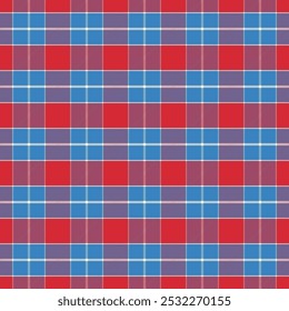 Plaid pattern with twill weave.Blue and red tartan check seamless pattern.Vector illustration geometric background for fabric and prints.