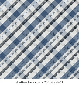 Plaid pattern with twill weave.Blue and white tartan check seamless pattern.Vector illustration geometric background for fabric and prints.