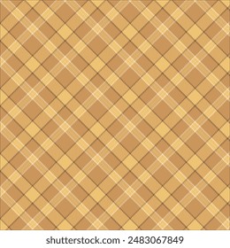 Plaid pattern with twill weave.Golden brown tartan check seamless pattern.Vector illustration geometric background for fabric and paper.