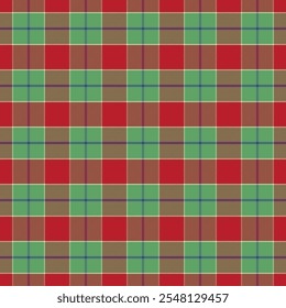 Padrão xadrez com sarja weave.Green e tartan vermelho verificar padrão sem emenda.Vetor ilustração geométrica fundo para tecido e impressões.