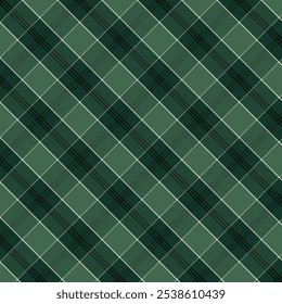 Plaid pattern with twill weave.Green tartan check seamless pattern.Vector illustration geometric background for fabric and print.