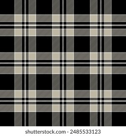 Patrón a cuadros con tejido de sarga.Tartán comprobar patrón sin costuras en negro.Fondo geométrico de Ilustración vectorial para tela y papel.