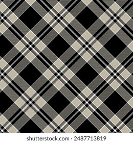 Plaid pattern with twill weave.Tartan check seamless pattern in black.Vector illustration geometric background for fabric and paper.