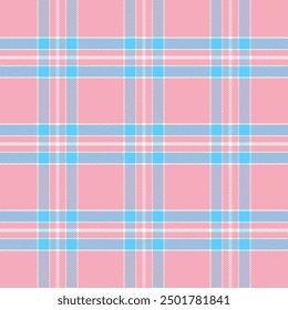 Plaid pattern with twill weave.Tartan check seamless pattern in pink and blue.Vector illustration geometric background for fabric and paper.