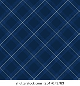 Plaid pattern with twill weave.Tartan check seamless pattern in blue.Vector illustration geometric background for fabric and prints.