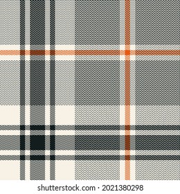 Plaid pattern vector for autumn in black, orange, beige. Seamless herringbone textured tartan check graphic for flannel shirt, poncho, blanket, duvet cover, throw, other modern fashion textile print.