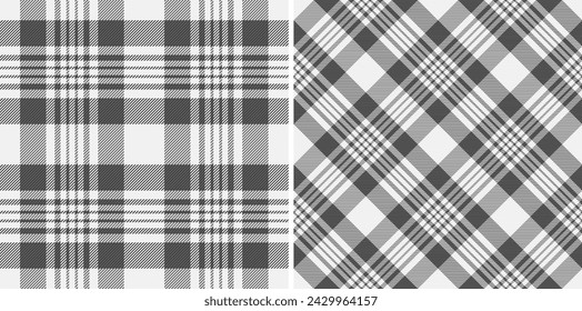 Plaid pattern vector of background check textile with a texture seamless tartan fabric. Set in monochrome colors for stylish wrapping options and gifts.
