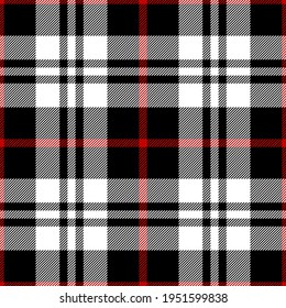 Plaid pattern vector in black, red, white. Seamless classic simple textured tartan check for flannel shirt, tablecloth, picnic blanket, other modern spring summer autumn winter fashion textile design.
