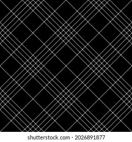 Plaid pattern vector in black and white. Pixel textured seamless line grid tartan check graphic for flannel shirt, skirt, jacket, other modern spring summer autumn winter fashion textile design.