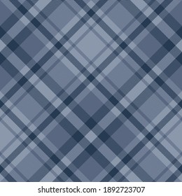 Plaid pattern vector in blue. Herringbone seamless check plaid graphic for tablecloth, blanket, throw, duvet cover, or other modern spring autumn winter textile print.