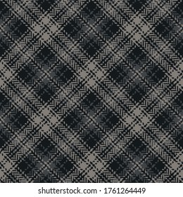 Plaid pattern vector in dark grey. Herringbone tartan check plaid for bag, skirt, jacket, packaging, wrapping, or other modern autumn winter textile print. Small checks.