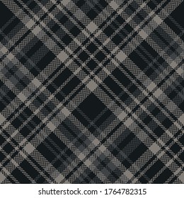 Plaid pattern vector in dark grey. Herringbone seamless tartan check plaid for skirt, bag, or other modern autumn winter fashion fabric design.