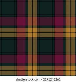 Plaid pattern vector in green, black, and red. Tartan texture for flannel shirt or other modern fashion textile design