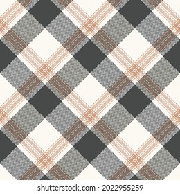 Plaid pattern vector in grey and beige for autumn, spring, winter. Seamless herringbone light neutral tartan buffalo check vector for scarf, poncho, skirt, bag, other modern fashion fabric design.