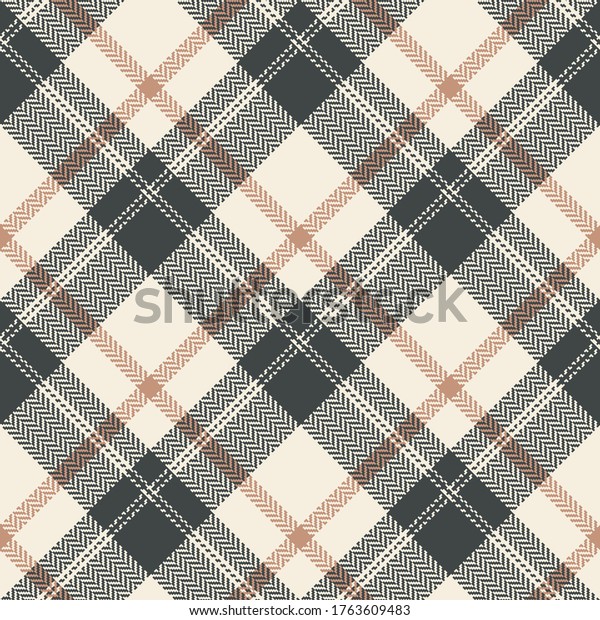Plaid pattern vector in grey,\
orange, beige. Herringbone seamless check plaid for flannel shirt,\
skirt, bag, or other modern autumn winter fashion textile\
print.