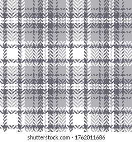 Plaid pattern vector. Herringbone grey and white seamless tartan check plaid for jacket, coat, skirt, tablecloth, or other modern autumn winter tweed fashion fabric design.