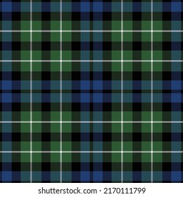 Plaid pattern vector in navy blue, green, black, and white. Tartan texture for flannel shirt or other modern fashion textile design