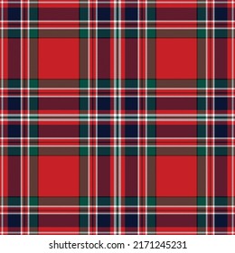 Plaid pattern vector in navy blue, black, and red. Tartan texture for flannel shirt or other modern fashion textile design
