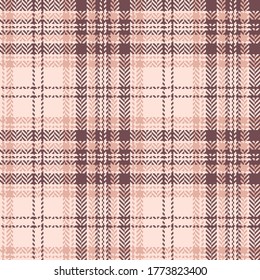 Plaid pattern vector in pink. Seamless herringbone tweed check plaid for dress, skirt, bag, or other modern womenswear tweed fashion textile design.