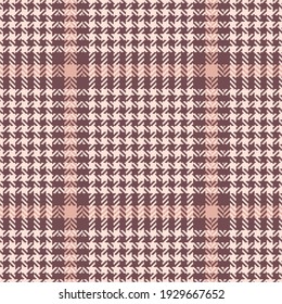 Plaid pattern vector in rosy pink. Herringbone textured seamless tartan check graphic for flannel shirt, skirt, blanket, duvet, other modern spring summer autumn womenswear fashion textile design.