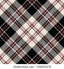 Plaid pattern vector. Seamless black, red pink, white check plaid for skirt or other modern autumn winter textile print.