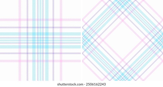Plaid pattern vector of seamless textile fabric with a texture background tartan check. Set in light colours of new year celebration ideas.