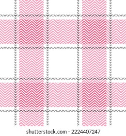 Plaid pattern vector, Tartan weave striped seamless background, stitch linen gingham fabric, table cloth, towel textile