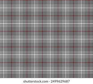Plaid-Muster, weiß, schwarz, rot, nahtlose Muster für Textilien und Designbekleidung, Röcke, Hosen, Schürzen, Tischdecken, Decken oder dekorative Stoffe. Vektorgrafik.