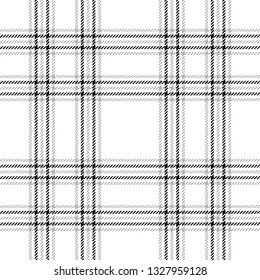 Plaid pattern in white, grey, and black. Seamless tartan check plaid for flannel shirt or other fabric design.