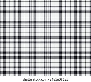Plaid pattern, white, navy blue, seamless for textiles and design clothing, skirts, pants, aprons, tablecloths, blankets or decorative fabrics. Vector illustration.
