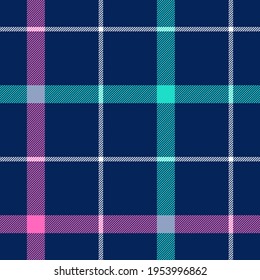 Plaid pattern windowpane in blue, pink, green, white. Bright colorful seamless tartan check plaid for womenswear flannel shirt, skirt, blanket, throw, other modern spring summer fashion textile print.