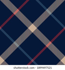 Plaid pattern windowpane in blue, red, beige. Seamless tartan check plaid graphic for flannel shirt, blanket, duvet cover, or other modern autumn winter fashion textile print.