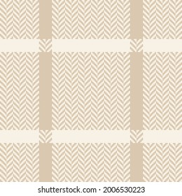 Plaid pattern windowpane in light beige and white. Herringbone textured seamless tartan check plaid graphic vector for jacket, coat, skirt, blanket, throw, other spring autumn winter fashion textile.