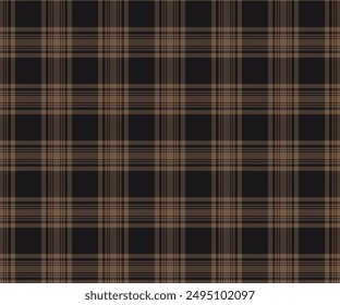 Plaid pattern, yellow, black, seamless pattern for textiles and design clothing, skirts, pants, aprons, tablecloths, blankets or decorative fabrics. Vector illustration.