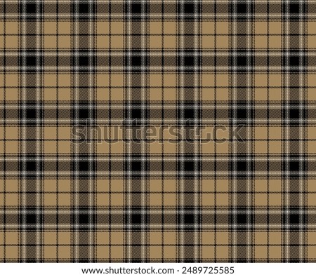 Plaid pattern, yellow, black, white, seamless for textiles and design clothing, skirts, pants, aprons, tablecloths, blankets or decorative fabrics. Vector illustration.