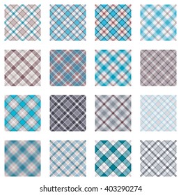 Plaid patterns collection, tartan designs, trendy scottish backgrounds for fabric and wrapping paper