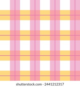Plaid pink and yellow vector seamless pattern design