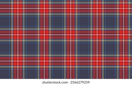 Plaid, purple, red, white, yellow, distinctive plaid cross lines, seamless for textiles, and for designing clothes, skirts or decorative fabrics. Vector illustration.