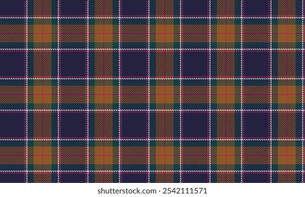 Plaid, purple, yellow, green, white, pink. Seamless distinctive cross lines pattern for textiles, and for designing clothes, skirts or decorative fabrics. Vector illustration.