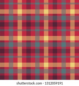 Plaid red color seamless vector pattern