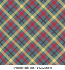 Plaid red color seamless vector pattern. Flannel fabric texture. Checkered textile background
