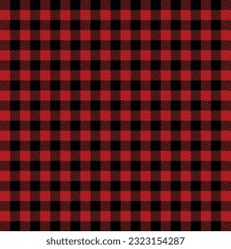La Navidad de gingham roja se plasmó en un fondo sin fisuras. Papel pintado de chapa de Navidad. Patrón de chequeo de Navidad. Navidad geométrica de tela trenzada roja. Ilustración vectorial de patrón escocés.