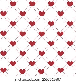 Plaid red and white hearts
