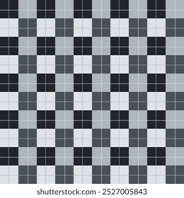 Plaid repeat pattern in black and grey.Gingham seamless pattern with stripes.Checkered tartan Geometric graphic vector illustration background.