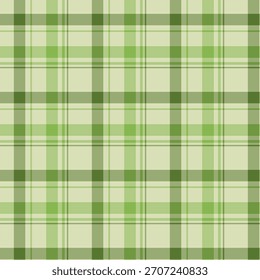 Plaid repeat pattern for Christmas.Checkered tartan repeat pattern in green.Graphic vector illustration background design for fabric and prints.