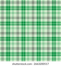 Plaid repeat pattern in green.Tartan checkered seamless pattern for Christmas.Geometric graphic vector illustration background design for fabric and prints.