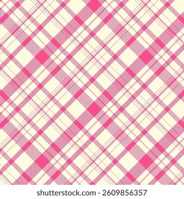 Plaid repeat pattern in pink and white.Colorful gingham checkered tartan seamless pattern.Geometric graphic vector illustration background design for fabric and prints.