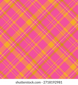 Patrón de repetición de cuadros en oro rosa y amarillo. Patrón transparente de cuadros de tartán. Fondo geométrico de Ilustración vectorial para tela y estampados.